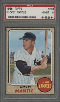 1968 Topps #280 Mickey Mantle - PSA NM-MT 8